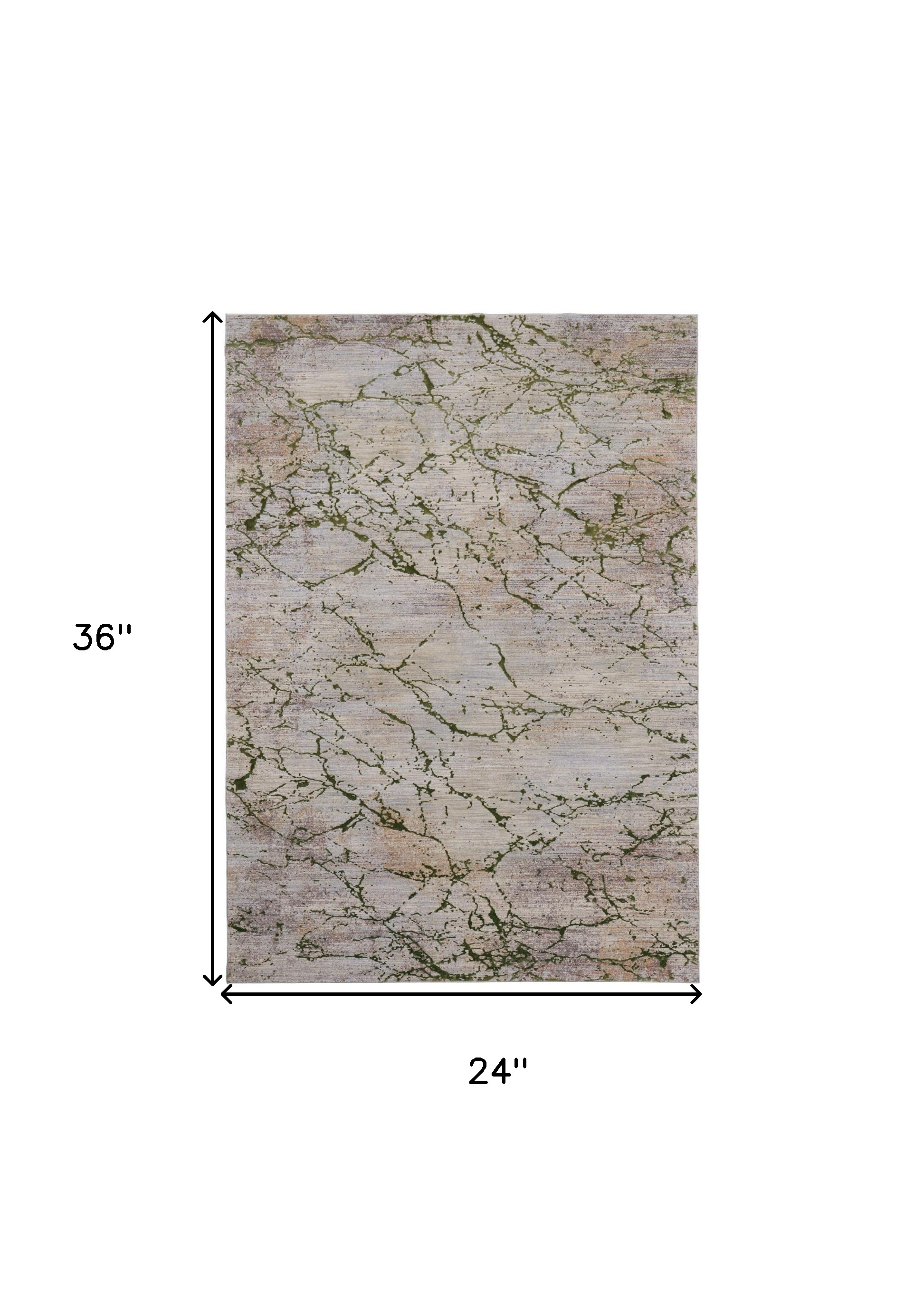 2" X 3" Taupe Green and Tan Abstract Power Loom Area Rug