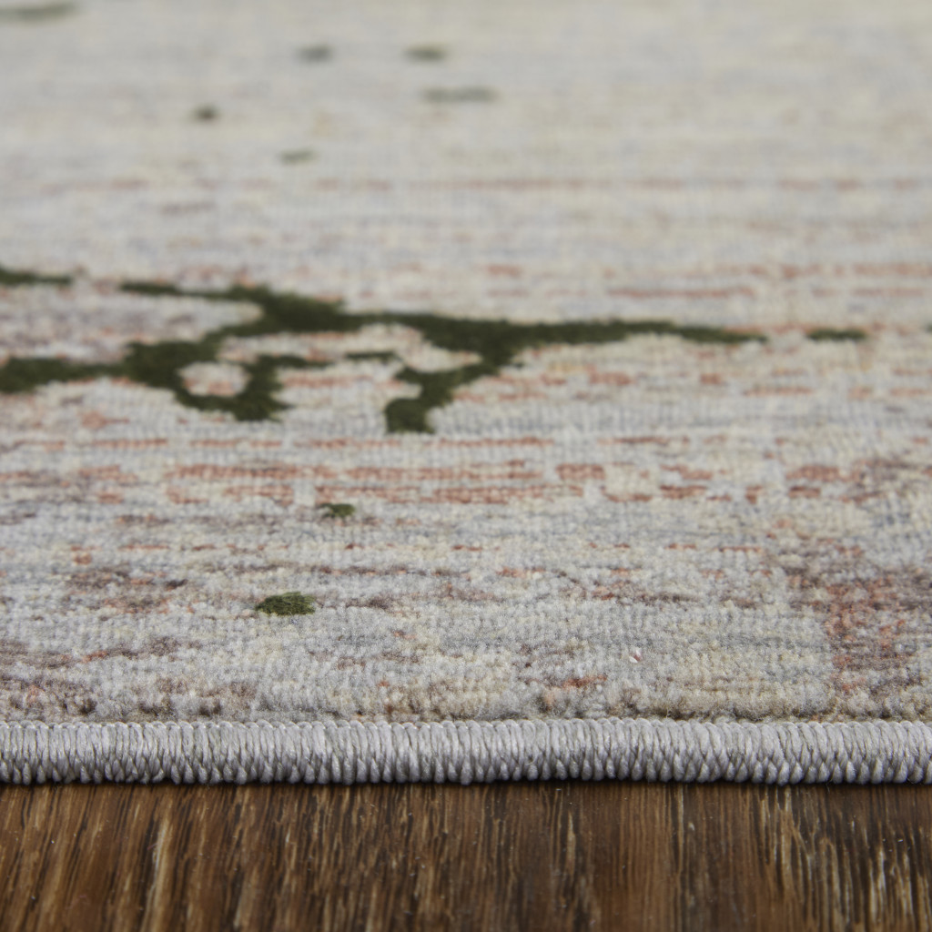 2" X 3" Taupe Green and Tan Abstract Power Loom Area Rug