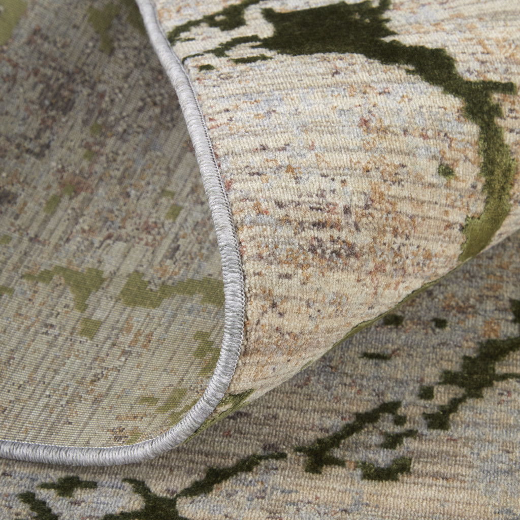2" X 3" Taupe Green and Tan Abstract Power Loom Area Rug