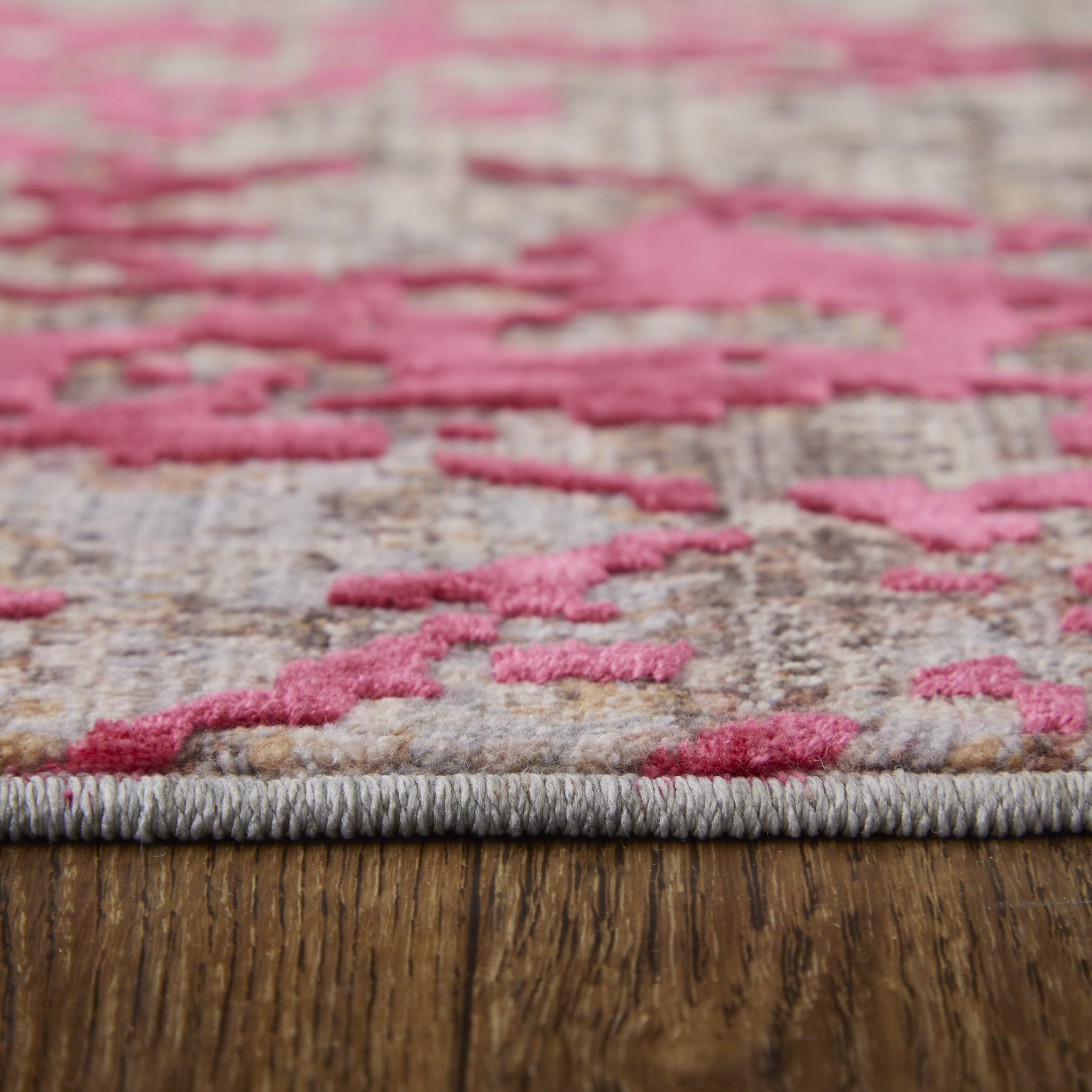 2" X 3" Pink Gray and Taupe Abstract Power Loom Area Rug