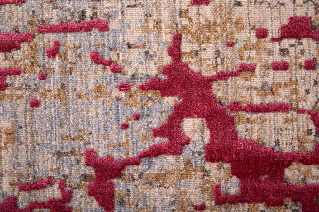 2" X 3" Pink Gray and Taupe Abstract Power Loom Area Rug