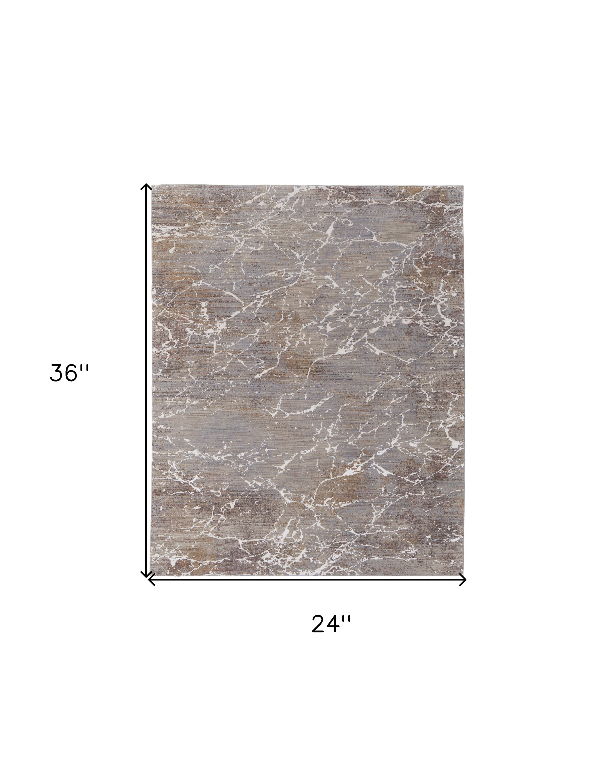 2" X 3" Taupe Brown and Ivory Abstract Power Loom Area Rug
