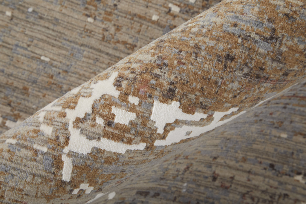 2" X 3" Taupe Brown and Ivory Abstract Power Loom Area Rug