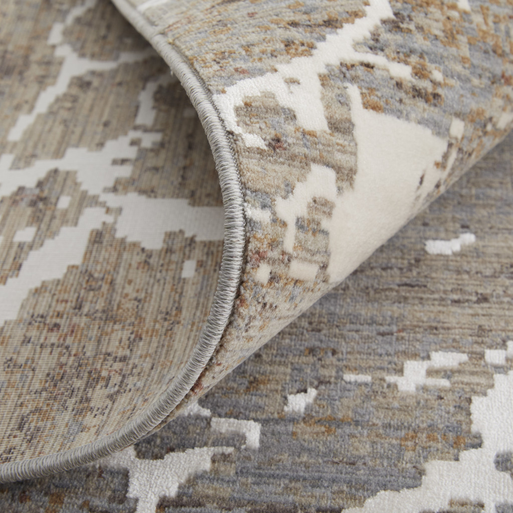 2" X 3" Taupe Brown and Ivory Abstract Power Loom Area Rug