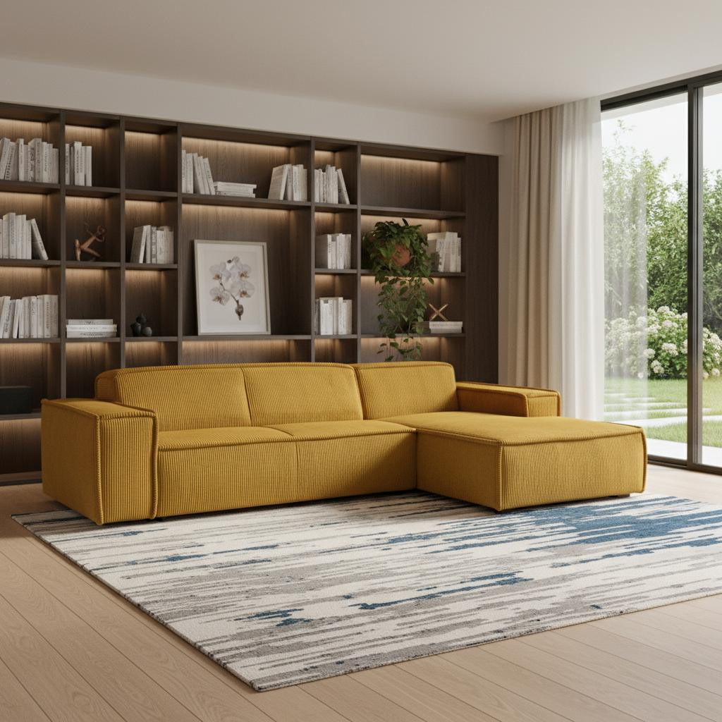 72" Yellow Fabric Modular Sleeper Sofa | HomeRoots