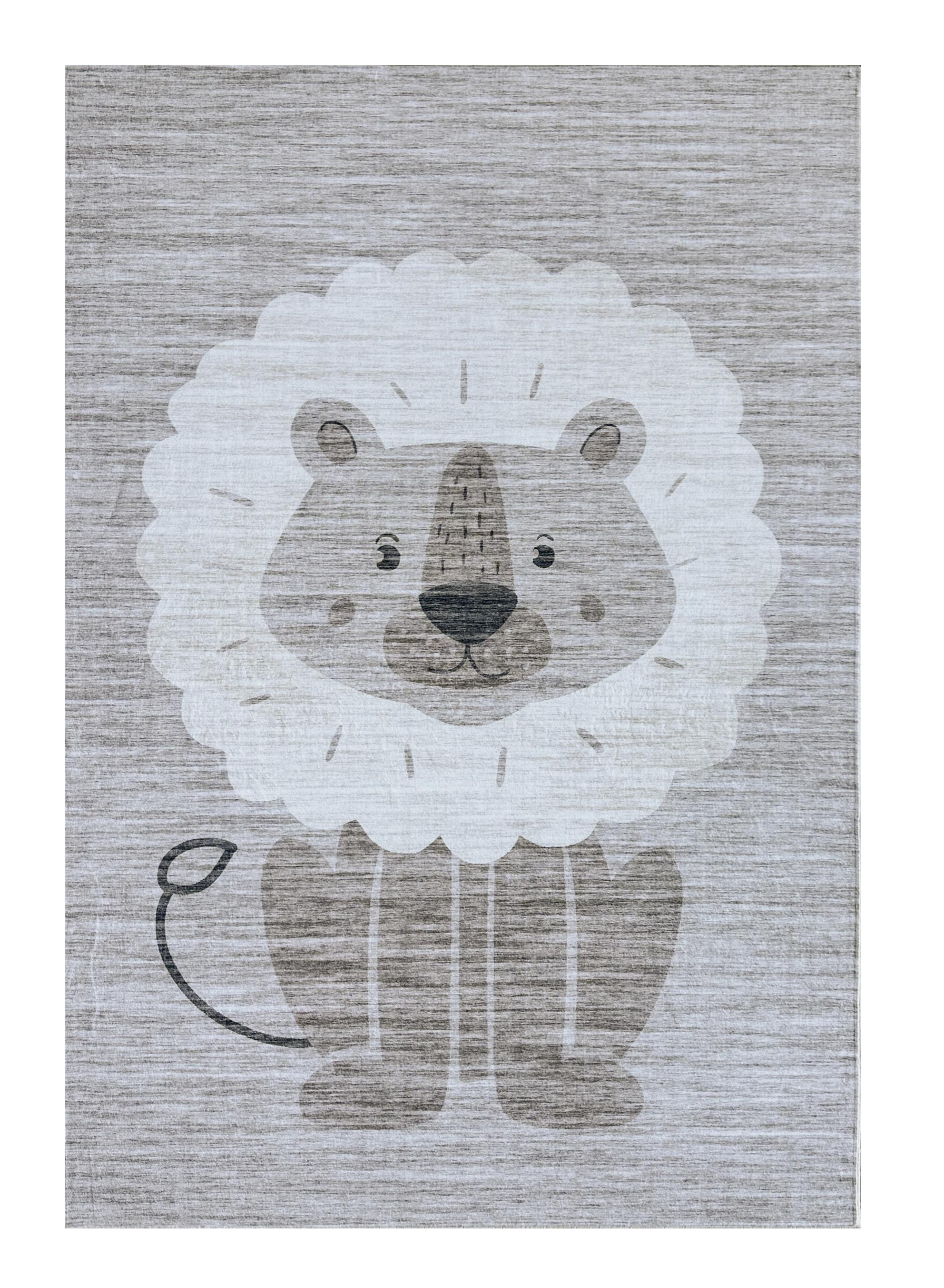 5" X 8" Beige and Gray Juvenile Animals Youthful Area Rug