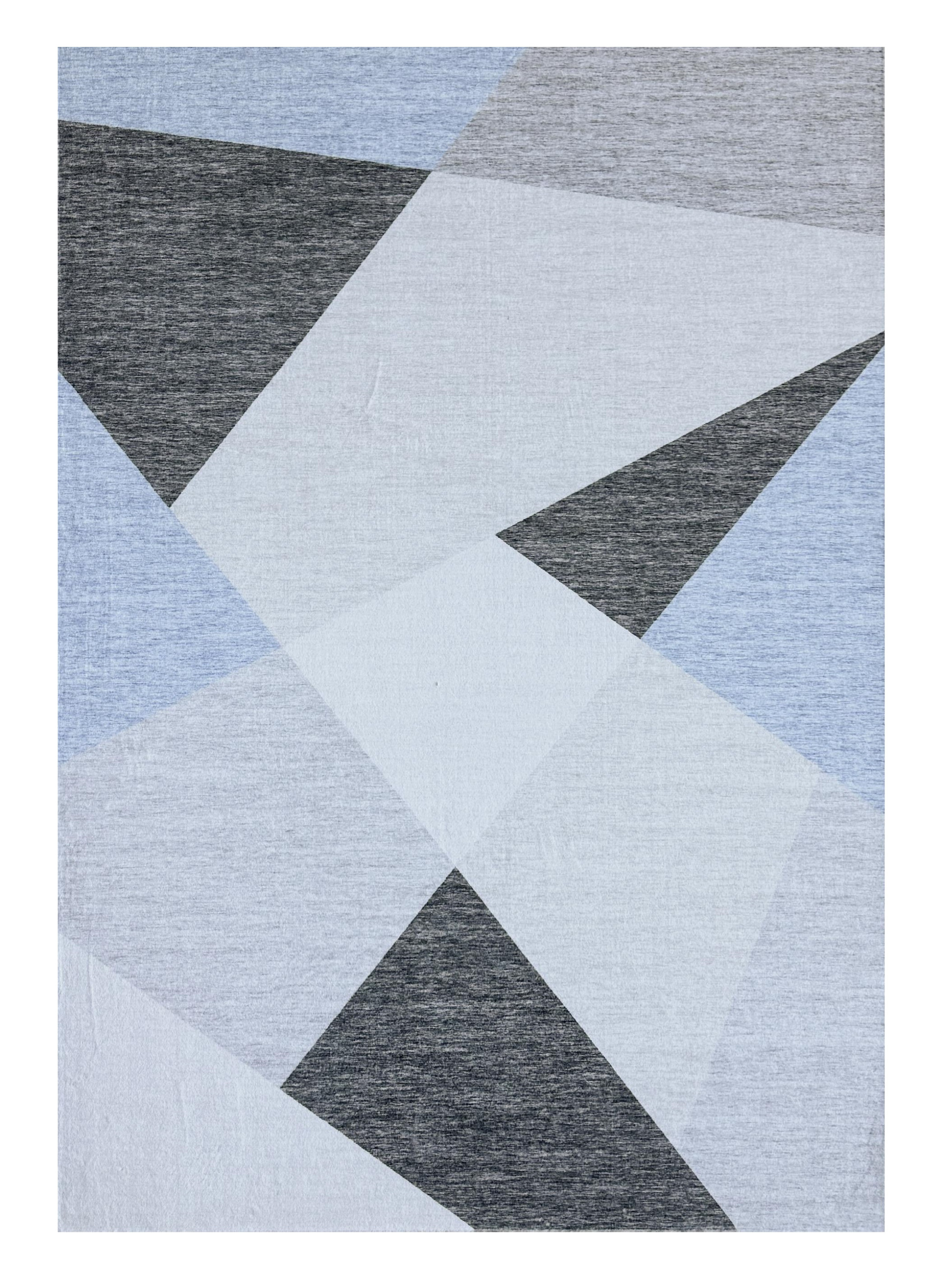 5" X 8" Blue and Gray Geometric Area Rug