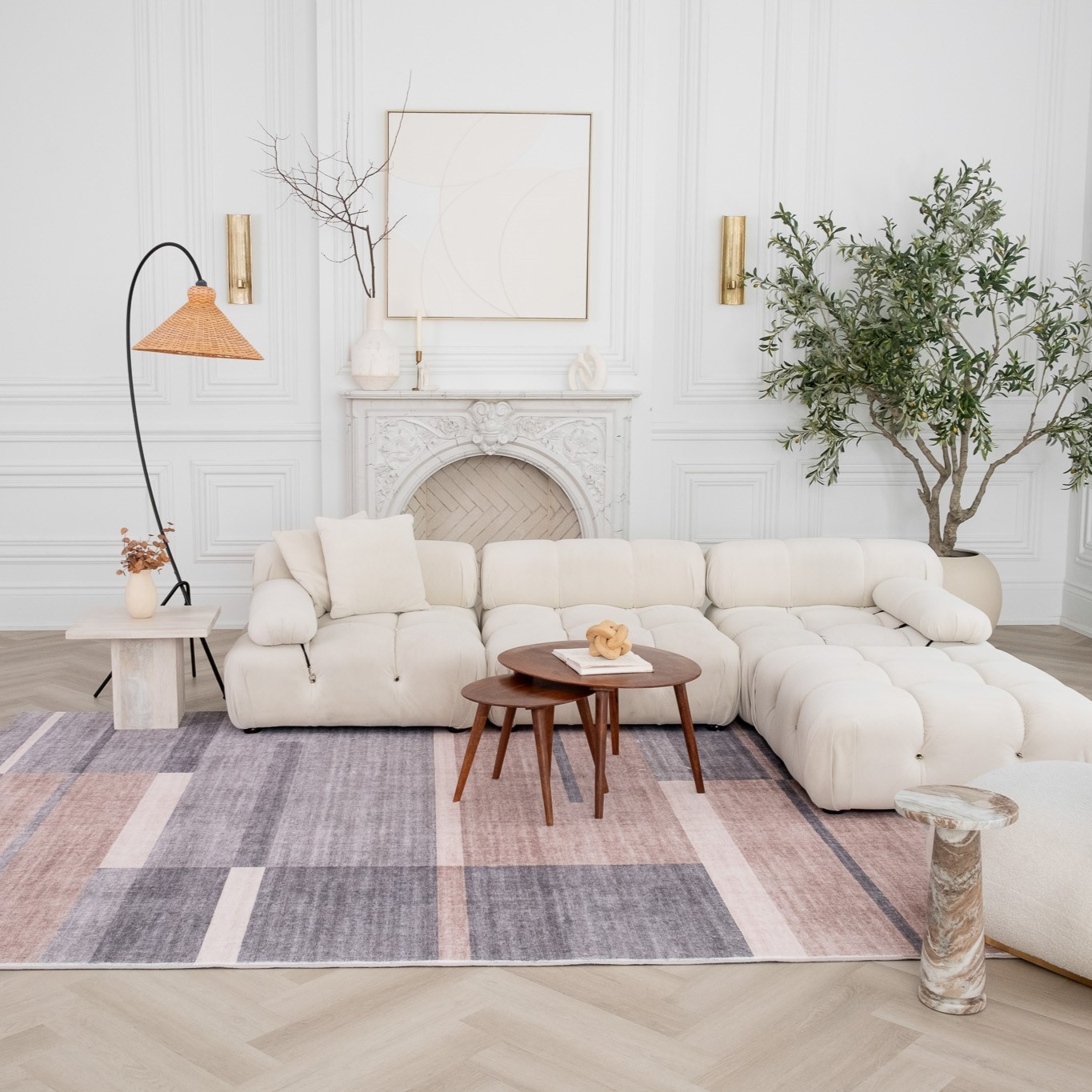 5" X 8" Gray and Brown Abstract Area Rug
