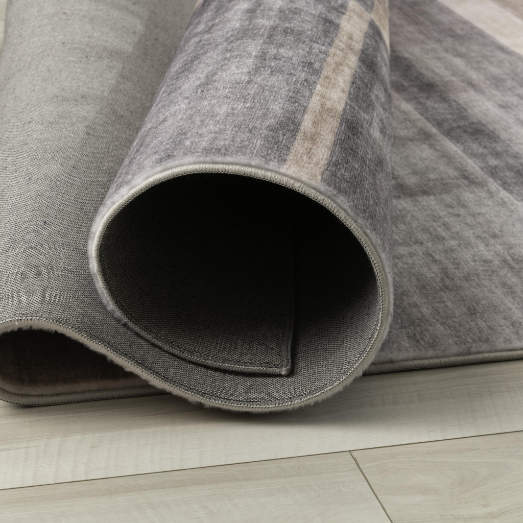 5" X 8" Gray and Brown Abstract Area Rug