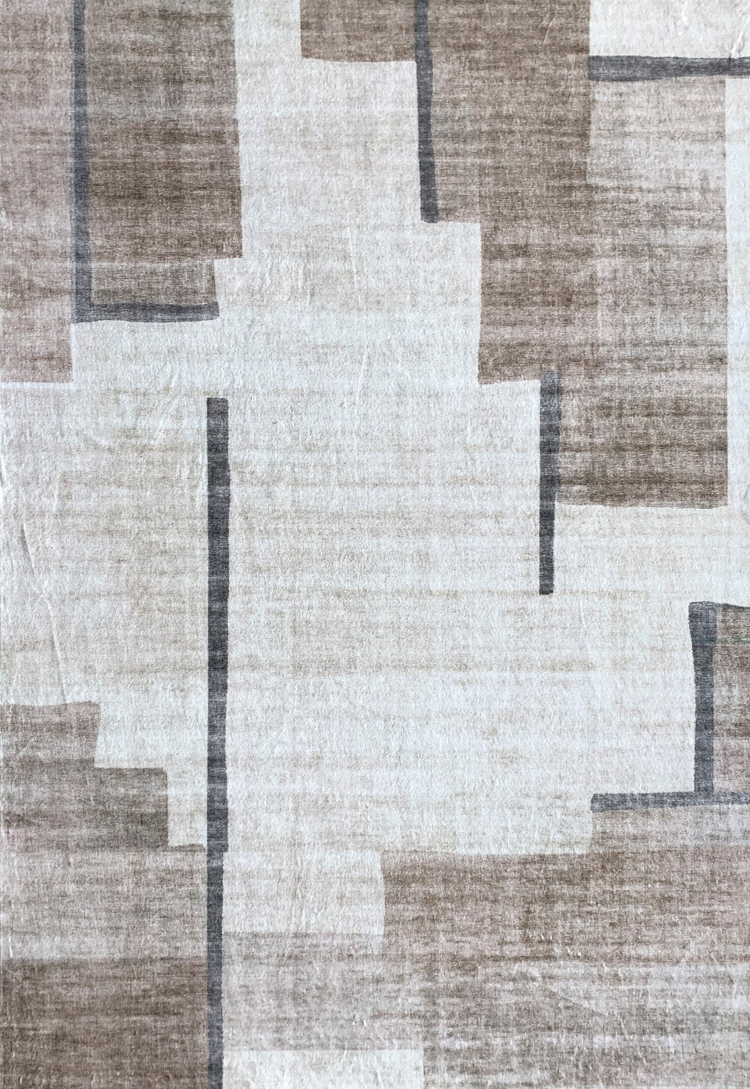 5" X 8" Beige and Brown Abstract Area Rug
