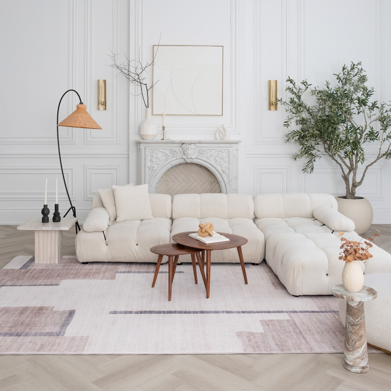 5" X 8" Beige and Brown Abstract Area Rug