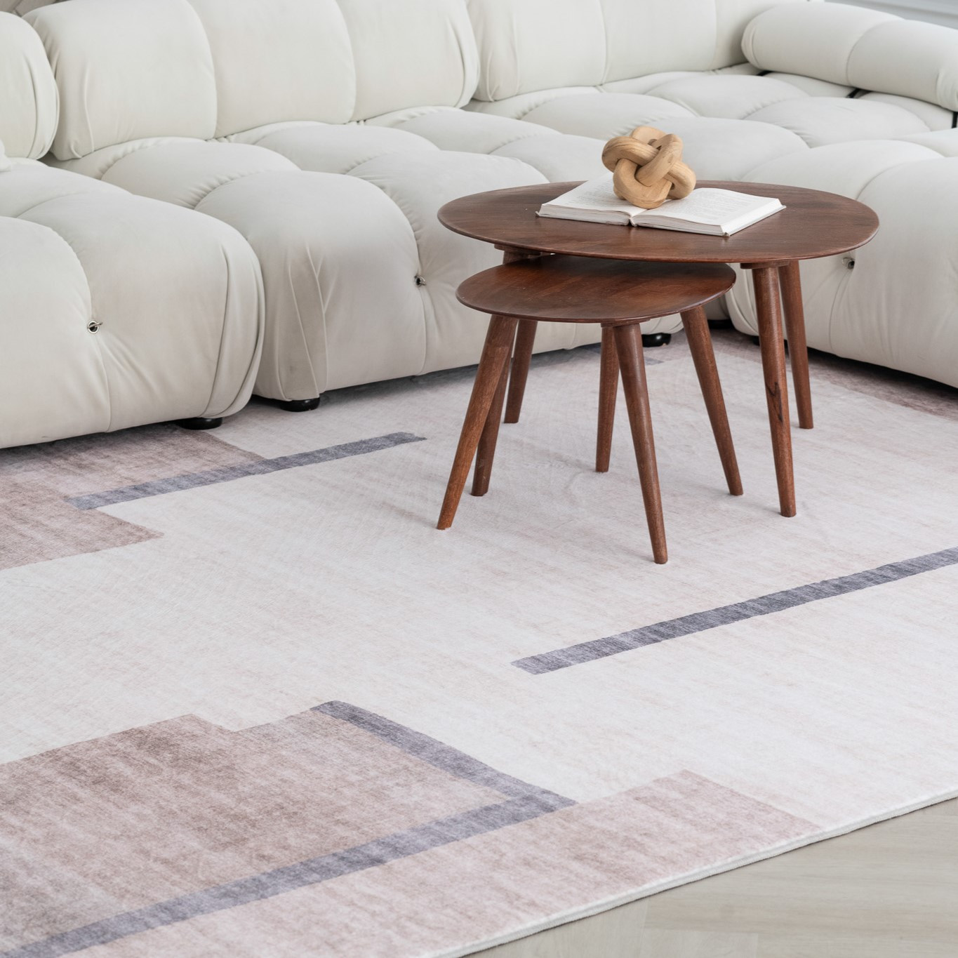 5" X 8" Beige and Brown Abstract Area Rug