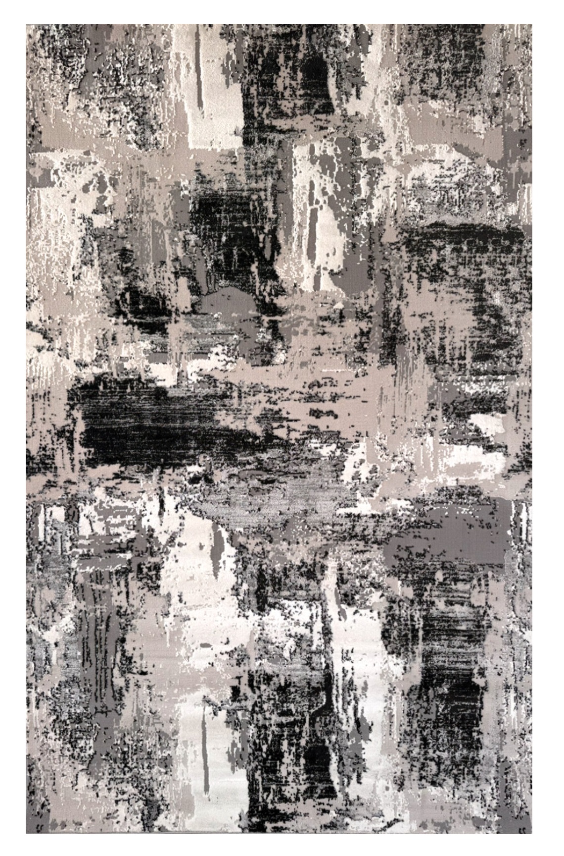 4" X 6" Black Gray and Beige Abstract Area Rug