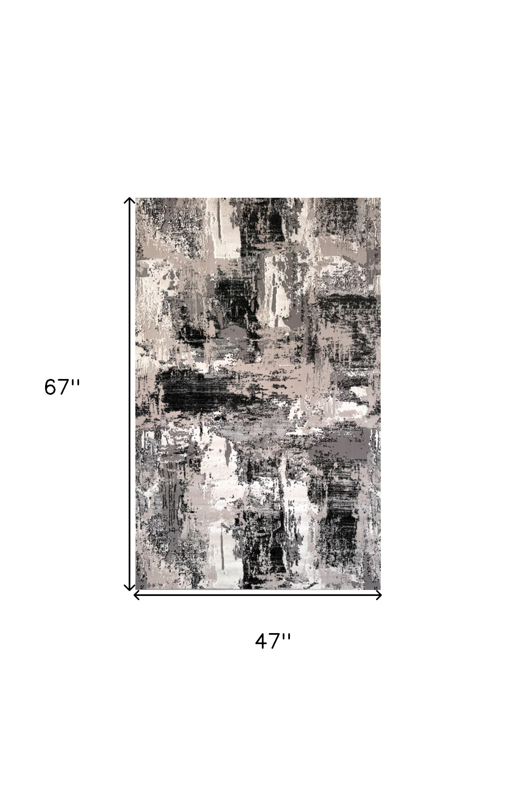 4" X 6" Black Gray and Beige Abstract Area Rug