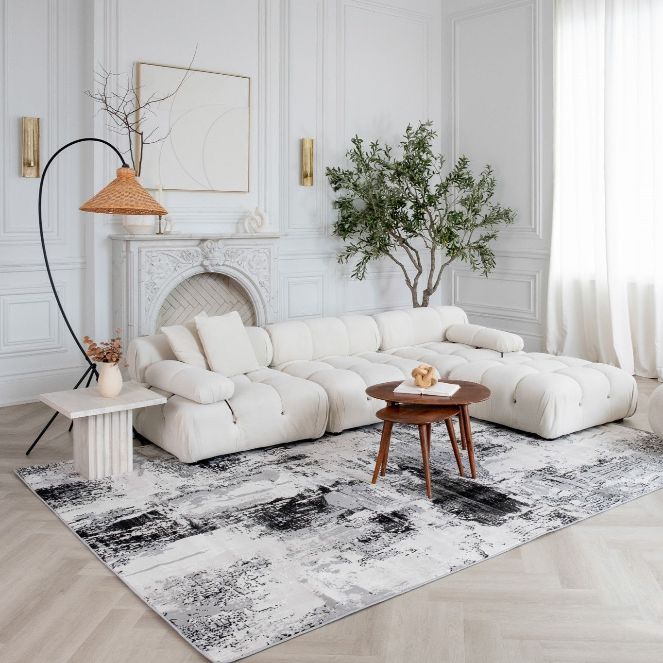 4" X 6" Black Gray and Beige Abstract Area Rug