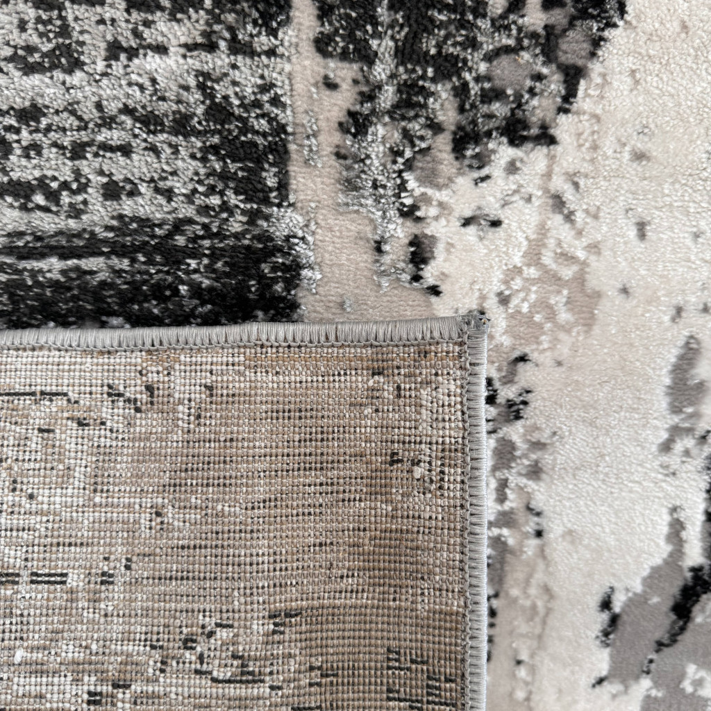 4" X 6" Black Gray and Beige Abstract Area Rug