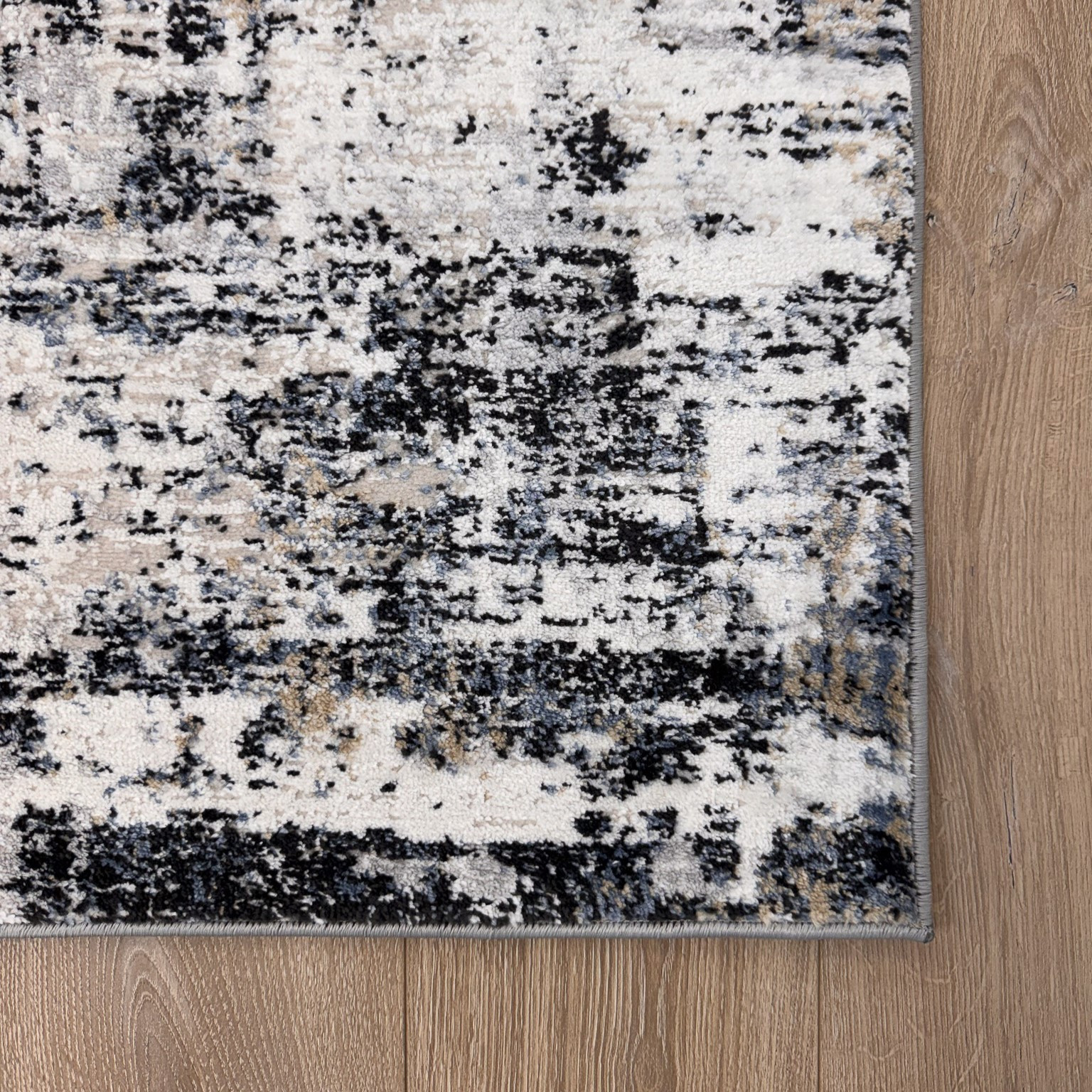 5" X 8" Beige Gray and White Abstract Area Rug