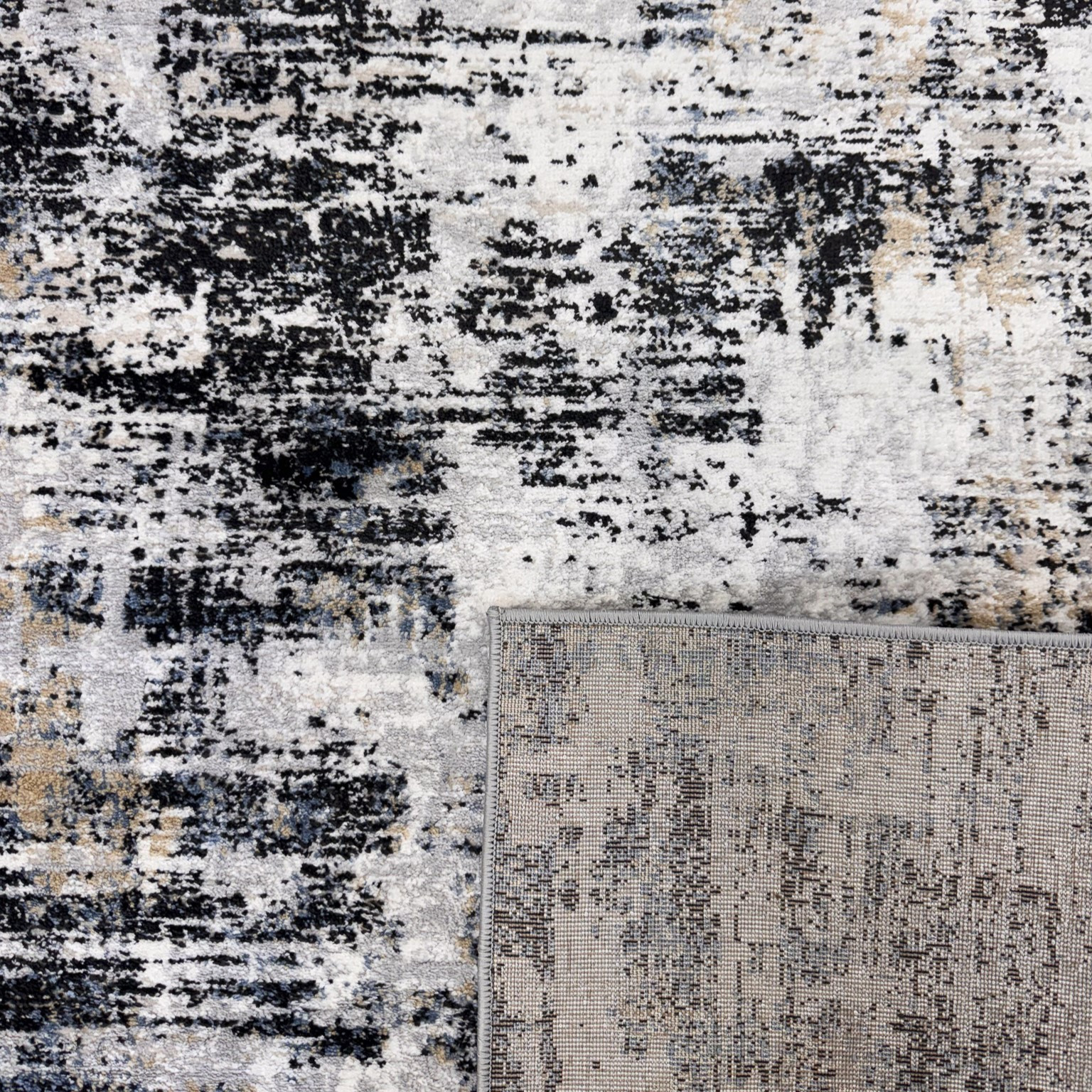 5" X 8" Beige Gray and White Abstract Area Rug