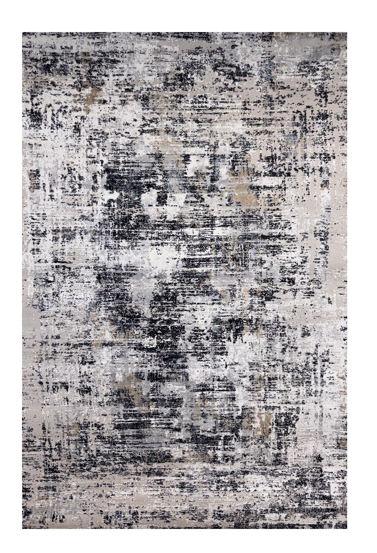5" X 8" Beige Gray and White Abstract Area Rug
