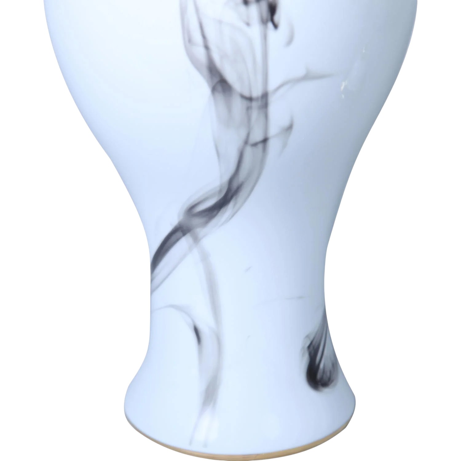 19-inch White and Gray Abstract Ceramic Amphora Ginger Jar