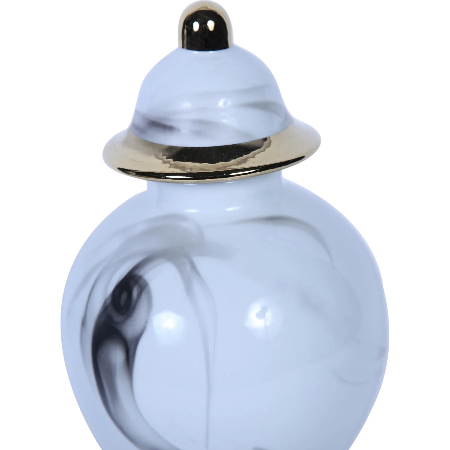 19-inch White and Gray Abstract Ceramic Amphora Ginger Jar