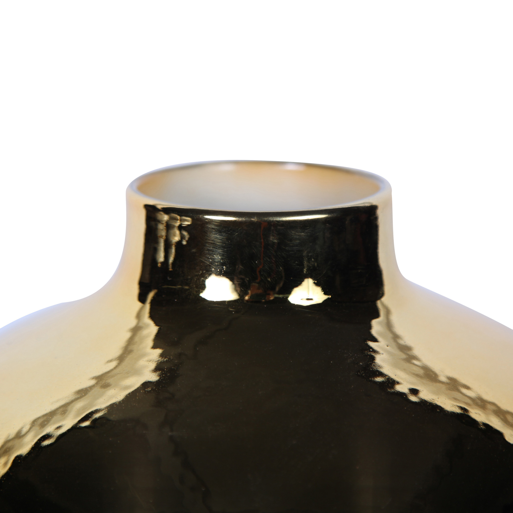 20-inch White, Green, and Gold Abstract Trumpet Ceramic Vase