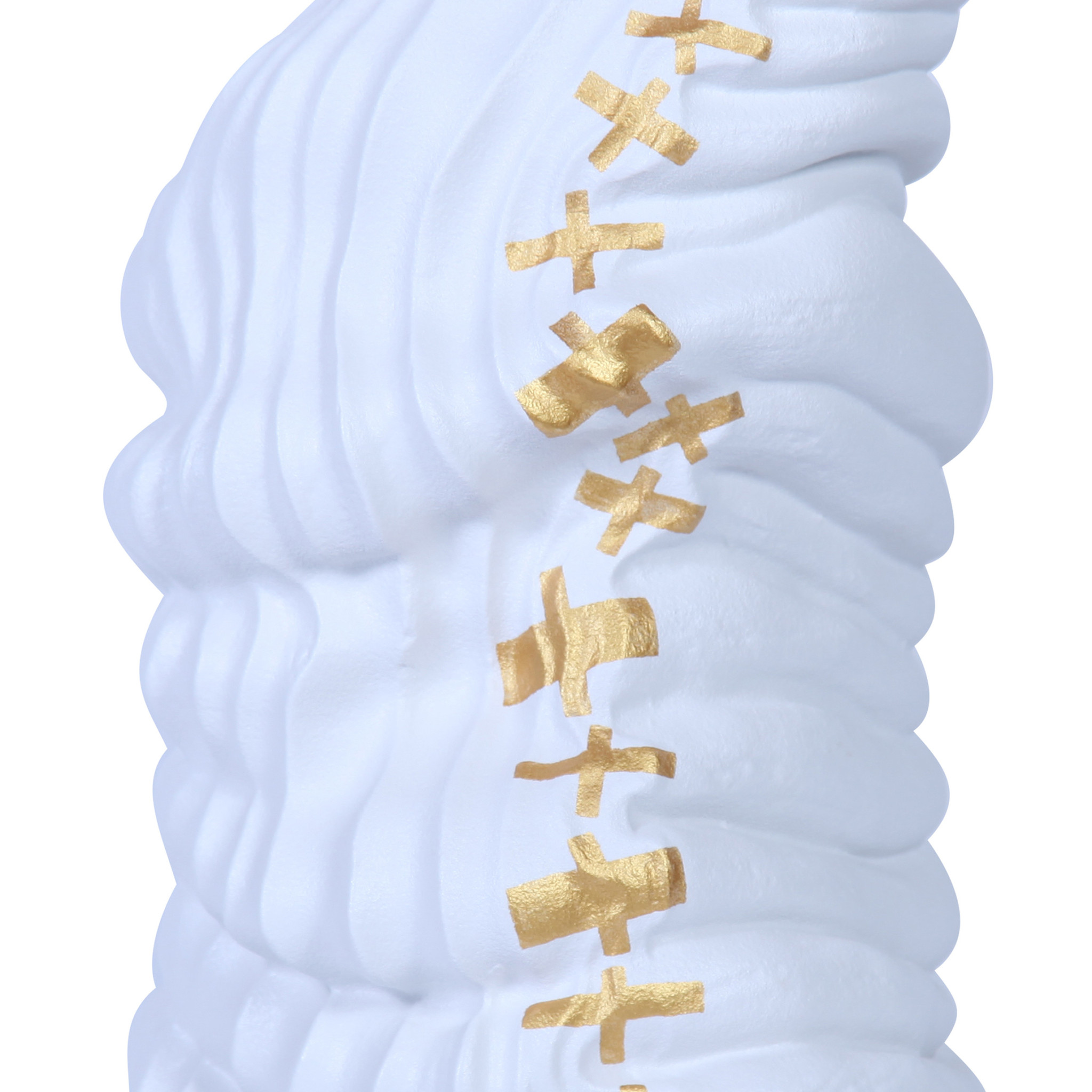 20-inch White and Gold Abstract Ceramic Vase with Sculptural Detailing