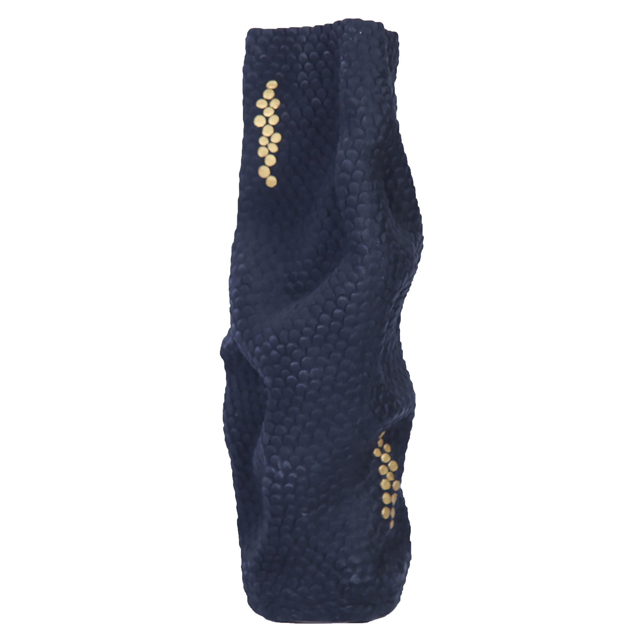 20-inch Navy Blue and Gold Abstract Ceramic Vase