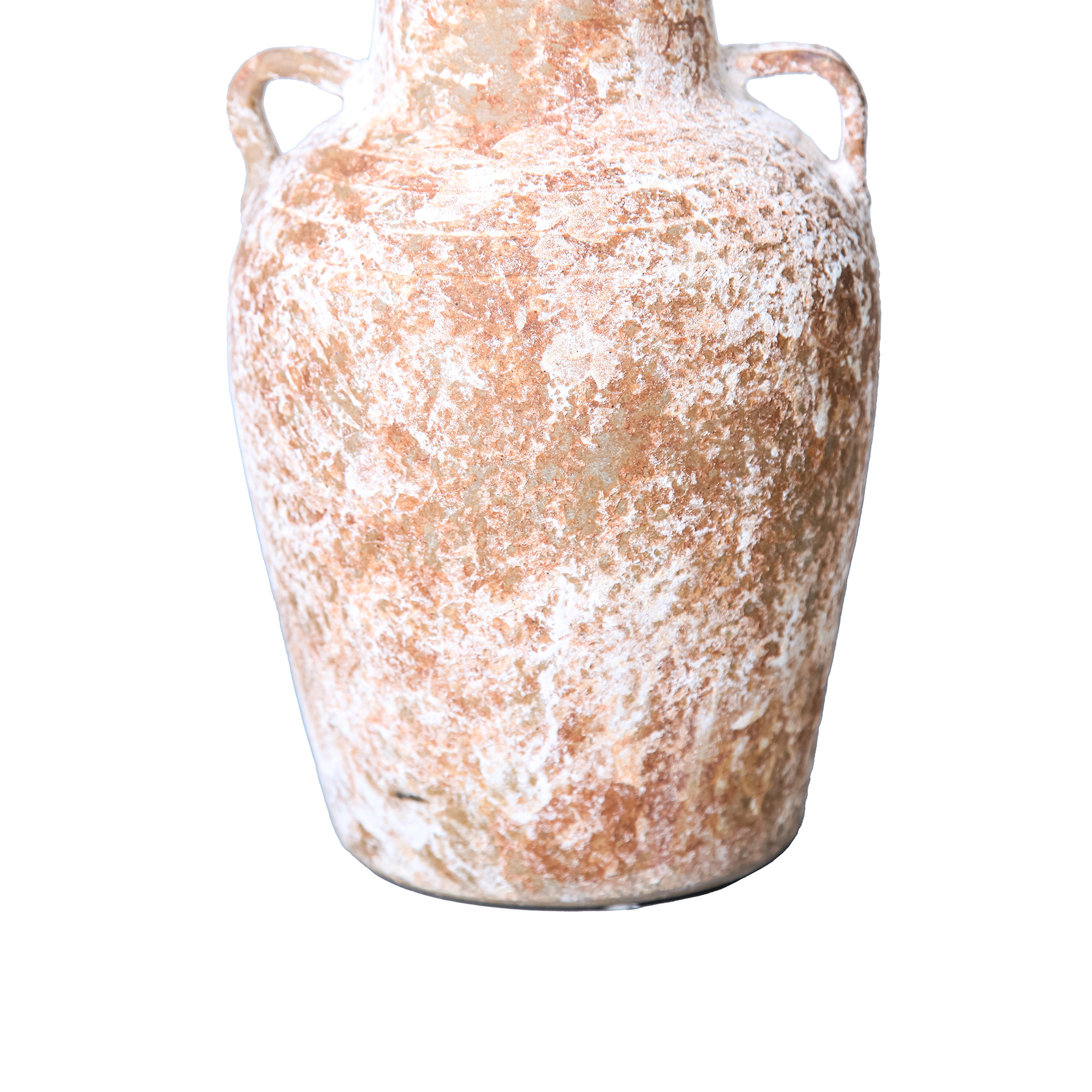 12-inch Terracotta and White Abstract Amphora Ceramic Vase