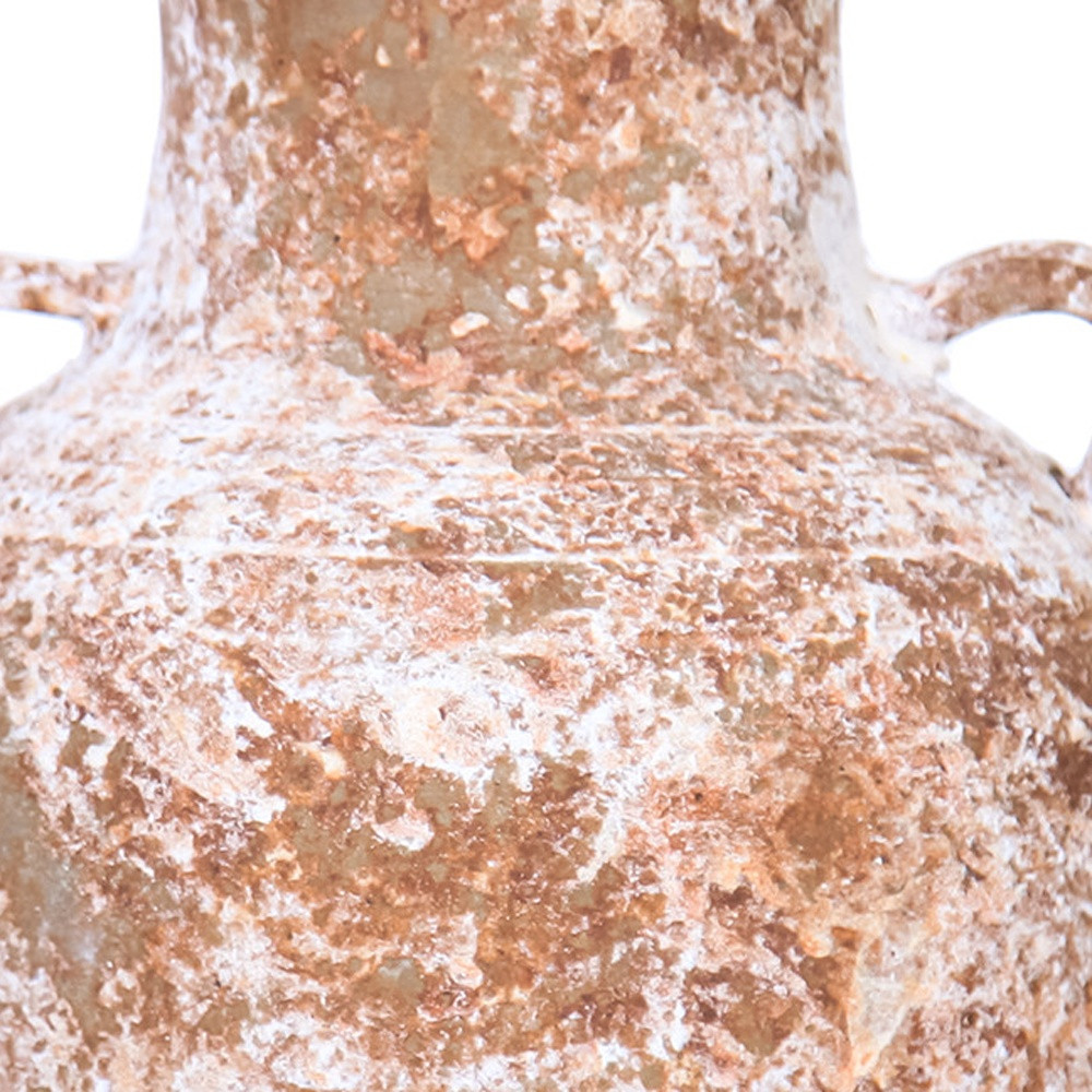 12-inch Terracotta and White Abstract Amphora Ceramic Vase