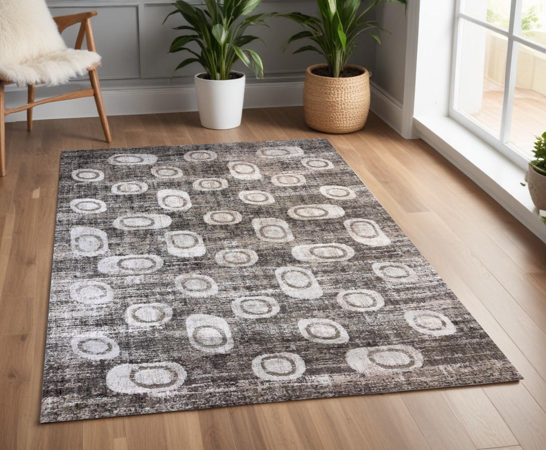 4" X 6" Brown and Beige Abstract Area Rug