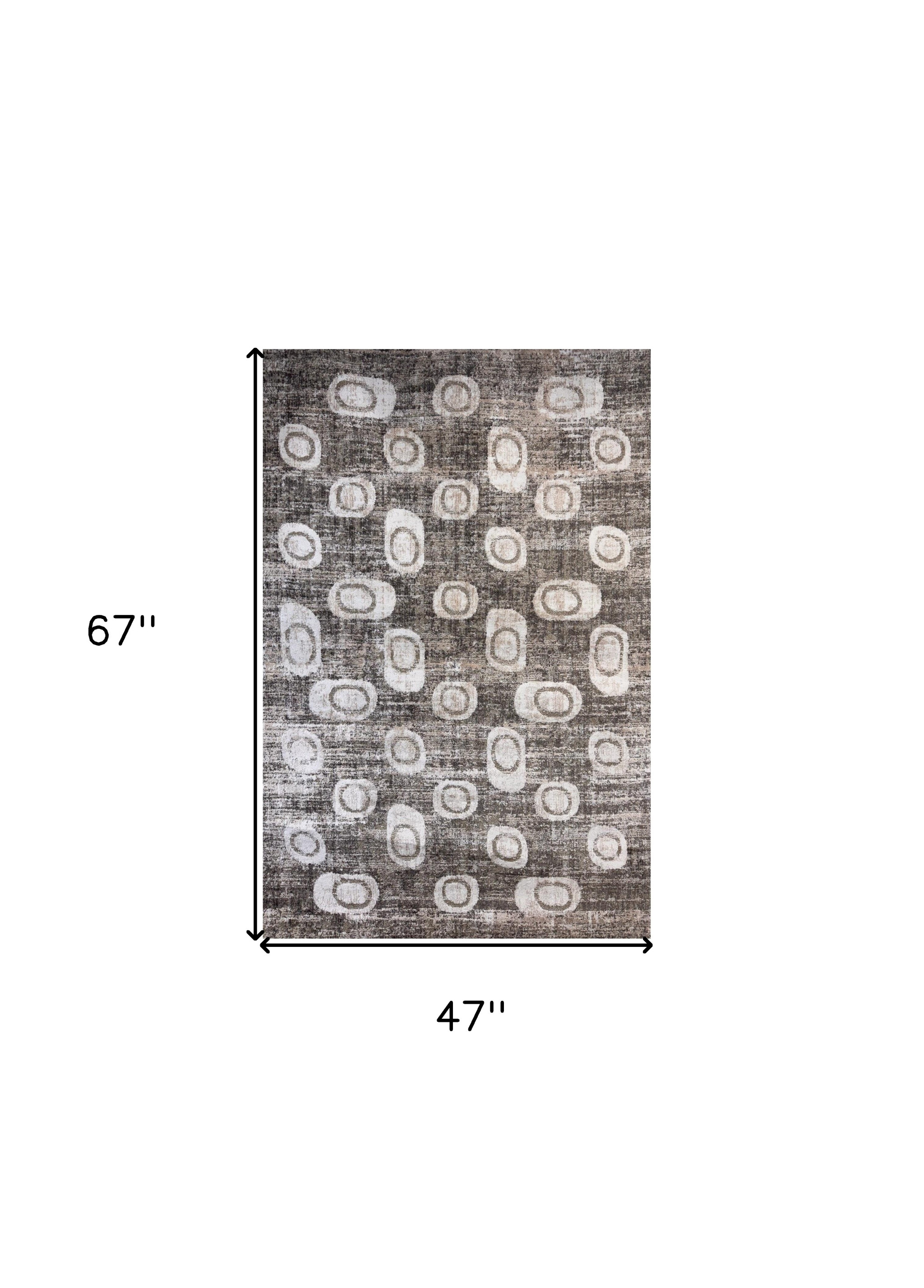 4" X 6" Brown and Beige Abstract Area Rug