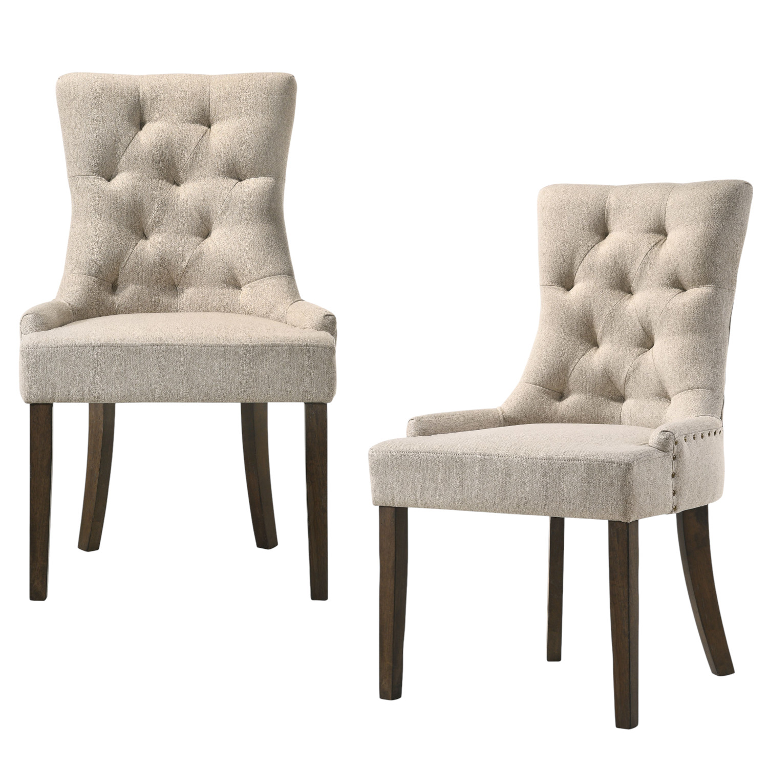 Set of Two Tufted Beige and Oak Upholstered Fabric And Solid Wood Dining Side Chairs and other Purchase wholesale dining table set. Free returns & net 60 terms on Faire trending on Faire.