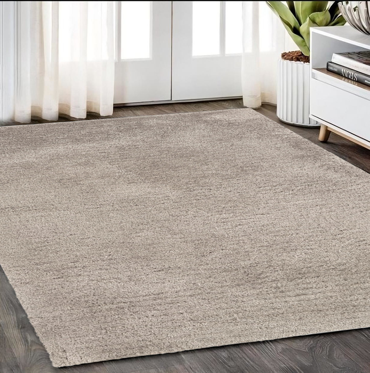 5' X 7' Silver Shag Hand Tufted Area Rug-574455-1