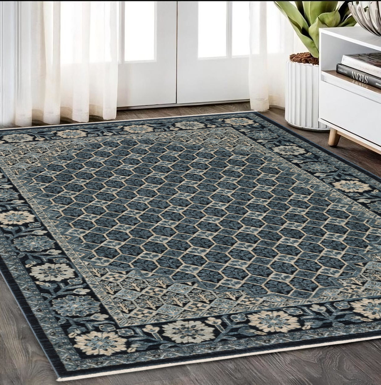 5' X 8' Ivory Oriental Area Rug With Fringe-575002-1
