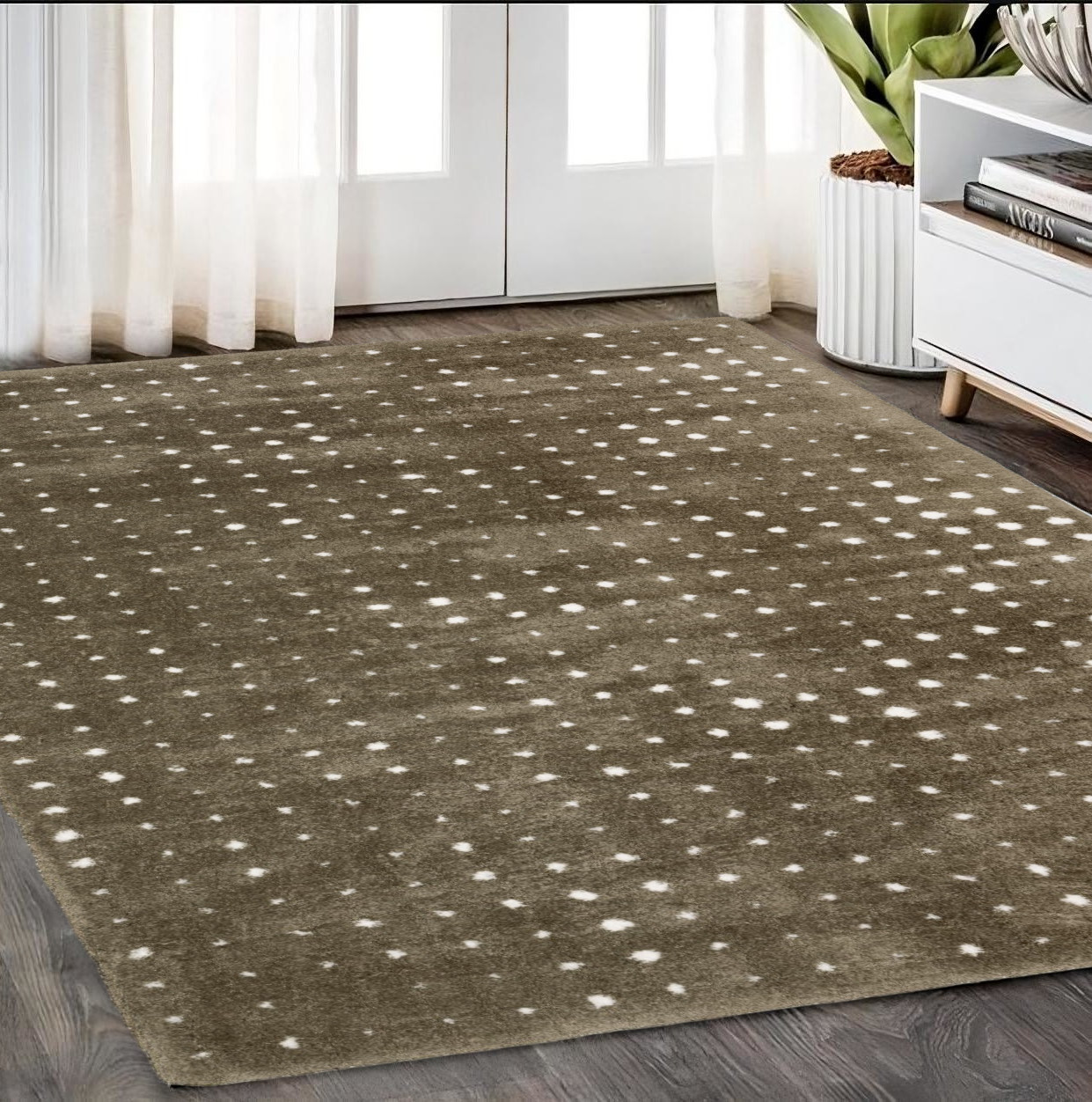 5' X 8' Brown And Ivory Geometric Area Rug-575043-1