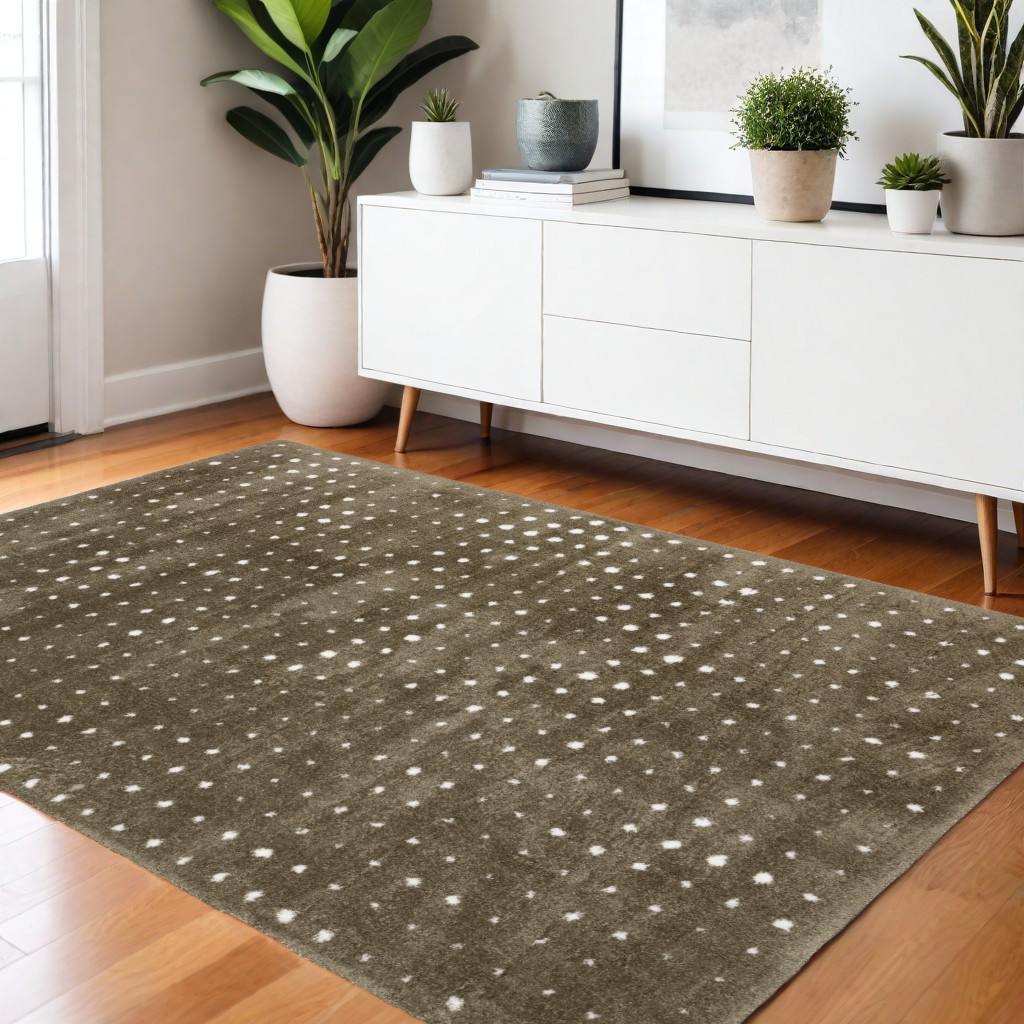 4' X 6' Brown And Ivory Geometric Area Rug-575045-1