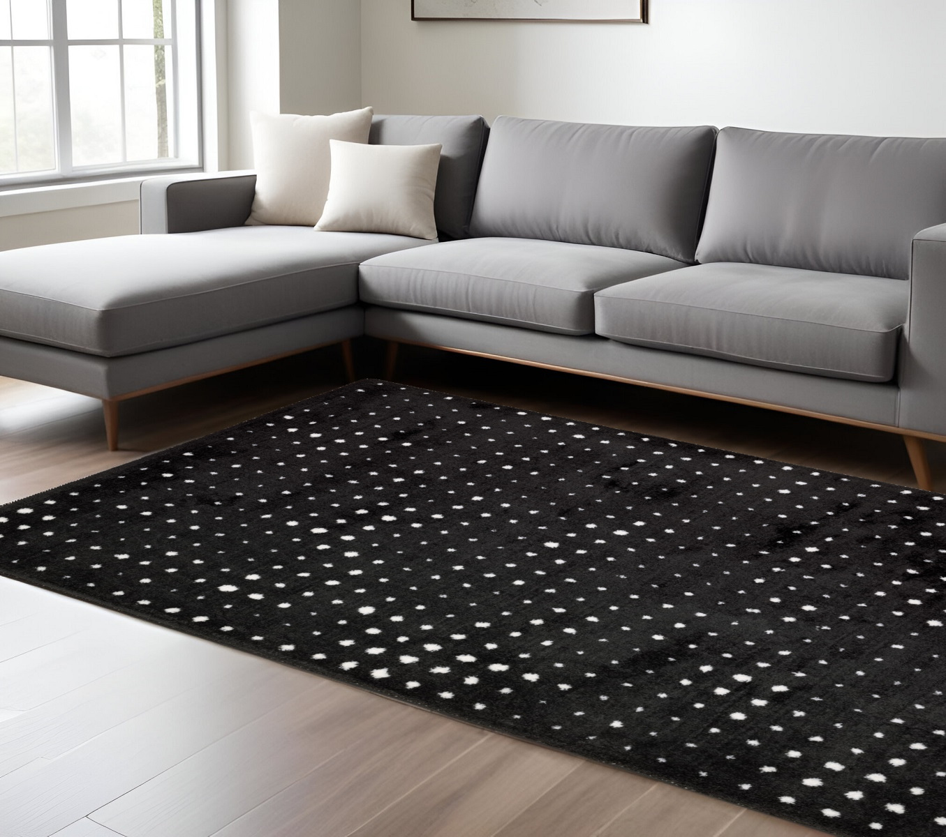 8' X 11' Black And Ivory Geometric Area Rug-575052-1