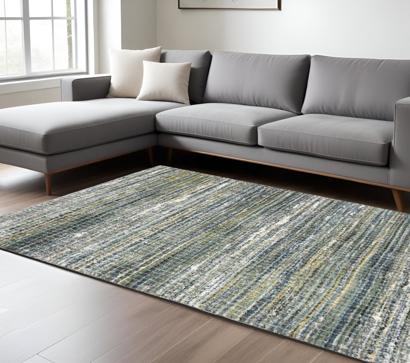 10' X 13' Green And Blue Geometric Area Rug-575064-1