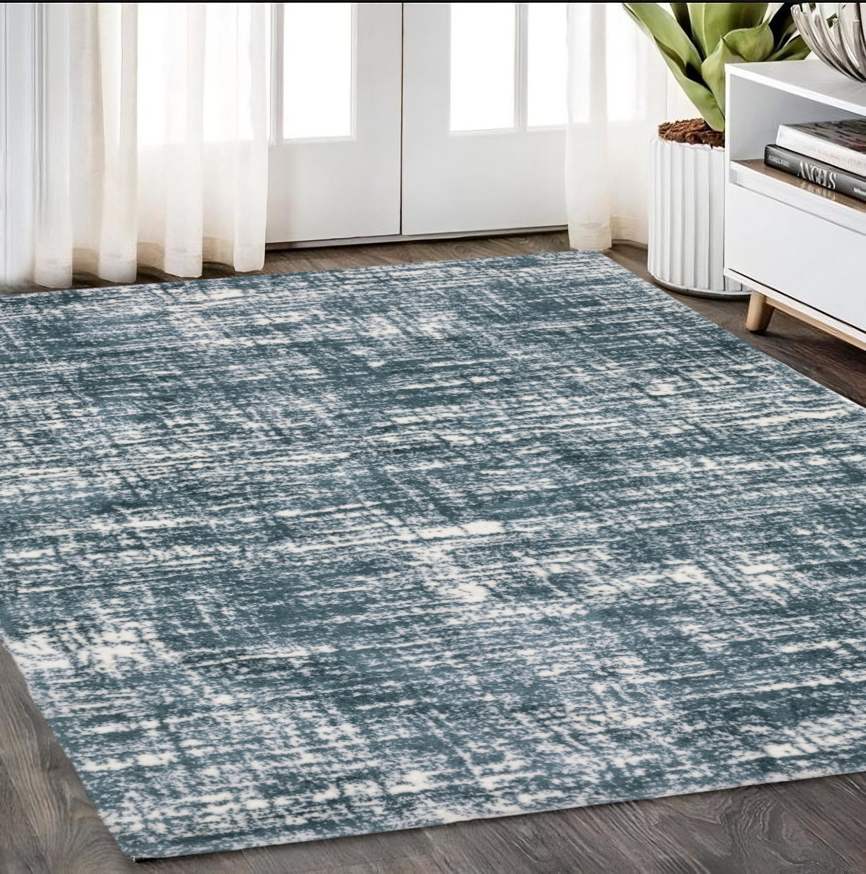 5' X 8' Gray And Ivory Geometric Area Rug-575071-1