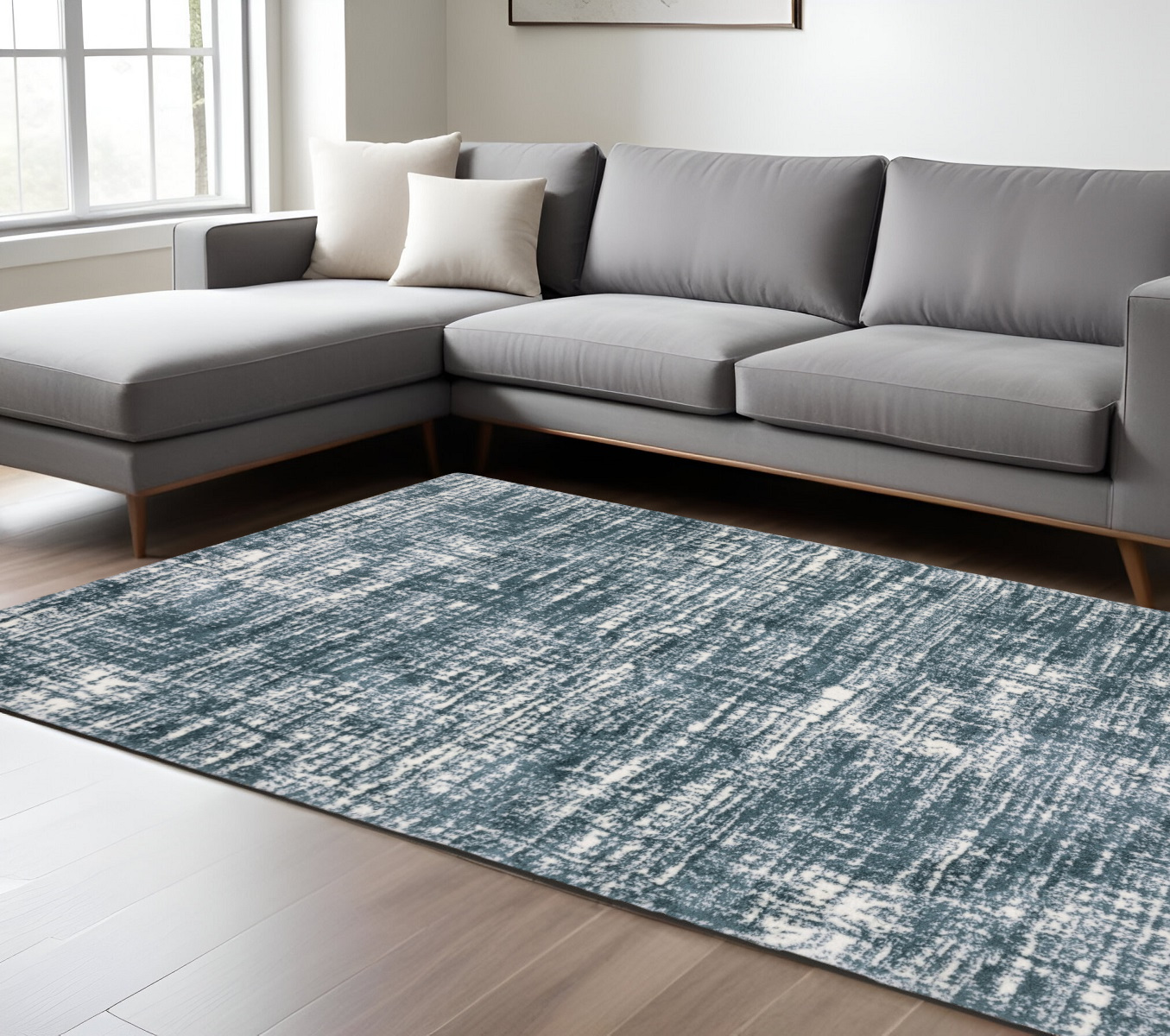 8' X 11' Gray And Ivory Geometric Area Rug-575073-1
