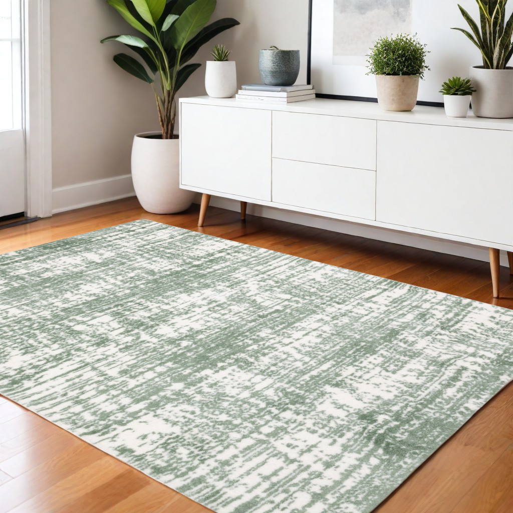 4' X 6' Green And Ivory Abstract Area Rug-575075-1