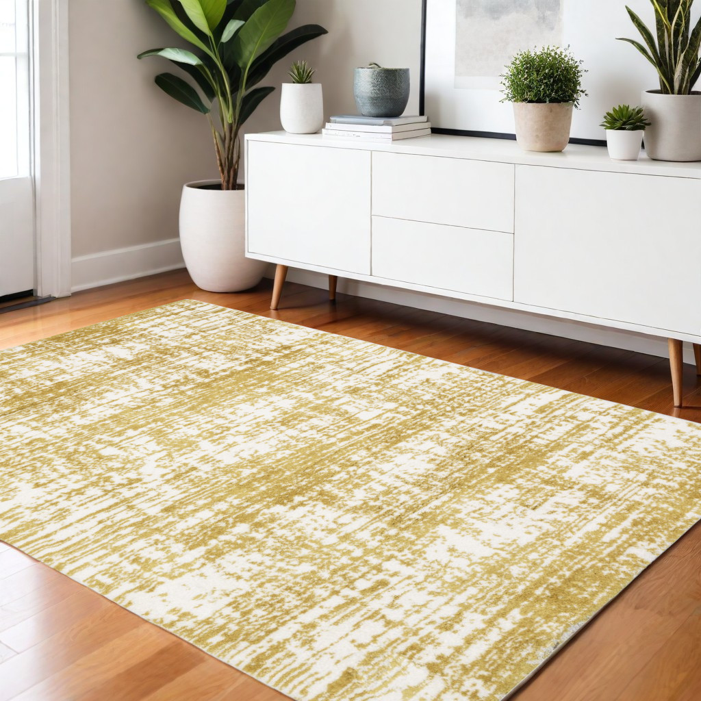 4' X 6' Gold And Ivory Abstract Area Rug-575079-1