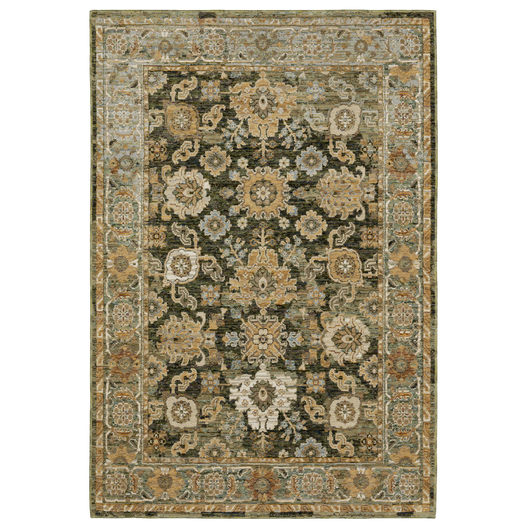2' X 3' Green And Gold Oriental Area Rug-575506-1