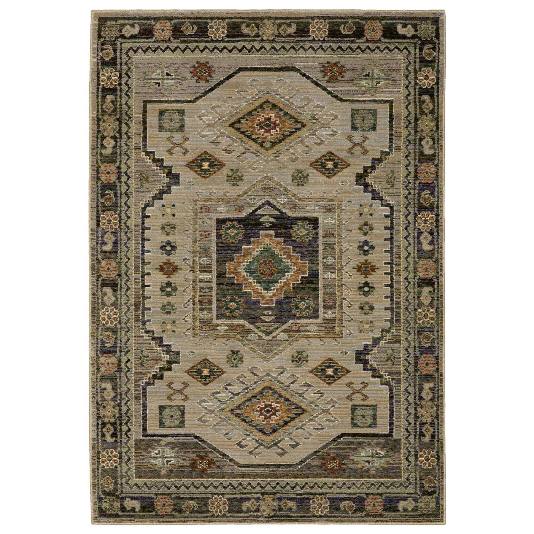 2' X 3' Gray And Green Tribal Area Rug-575512-1