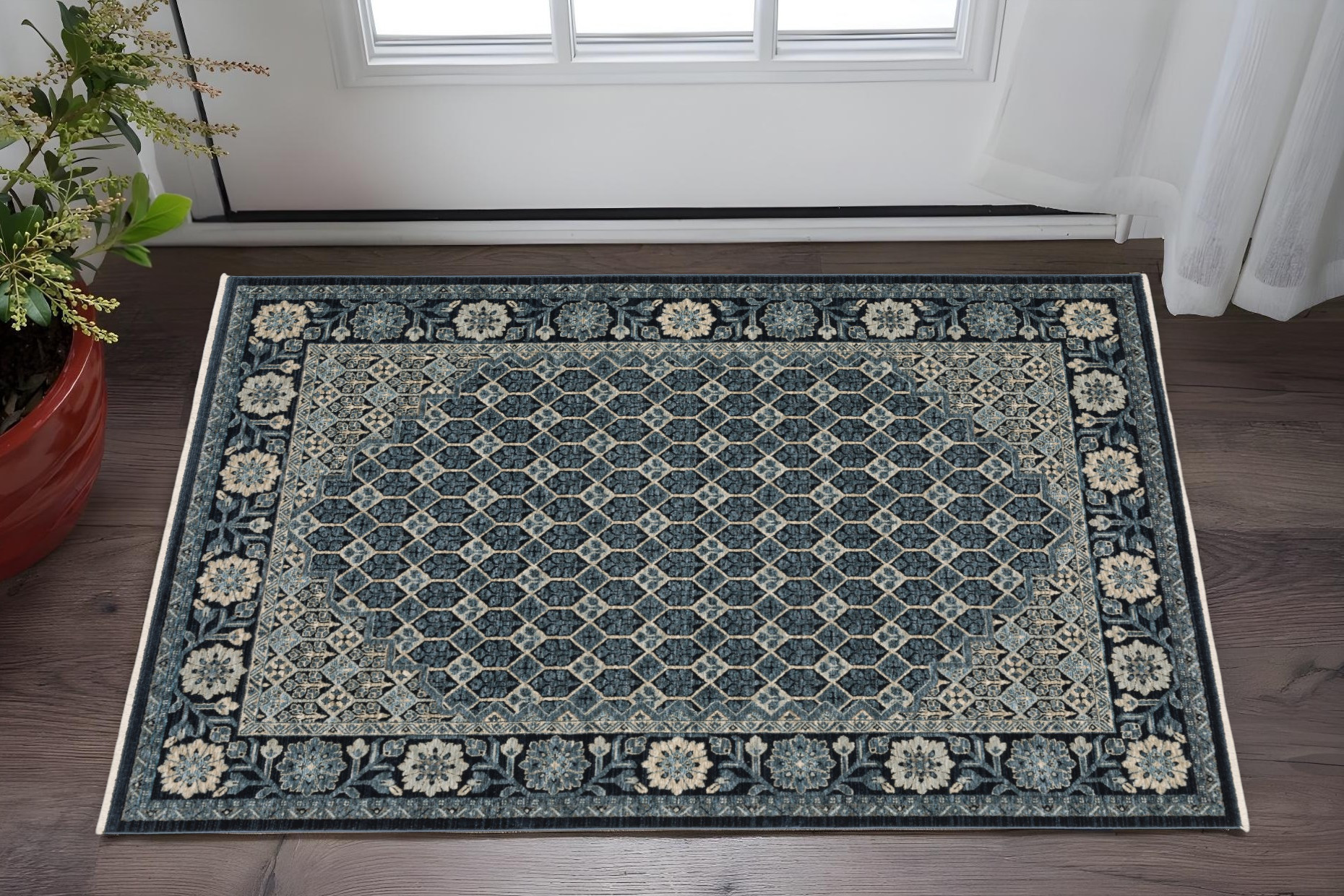 3' X 5' Ivory Oriental Area Rug With Fringe-575684-1