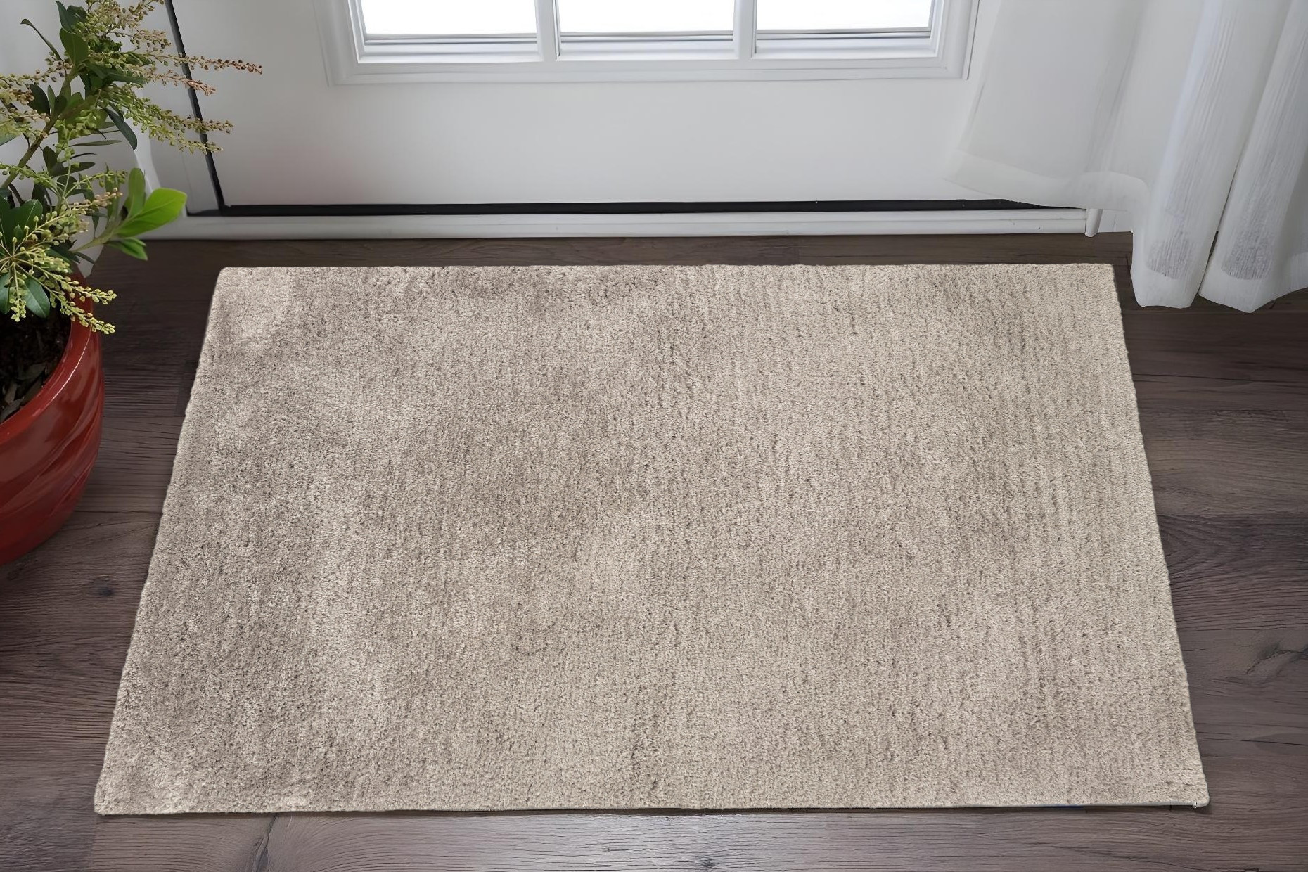 3' X 5' Silver Shag Hand Tufted Area Rug-575787-1