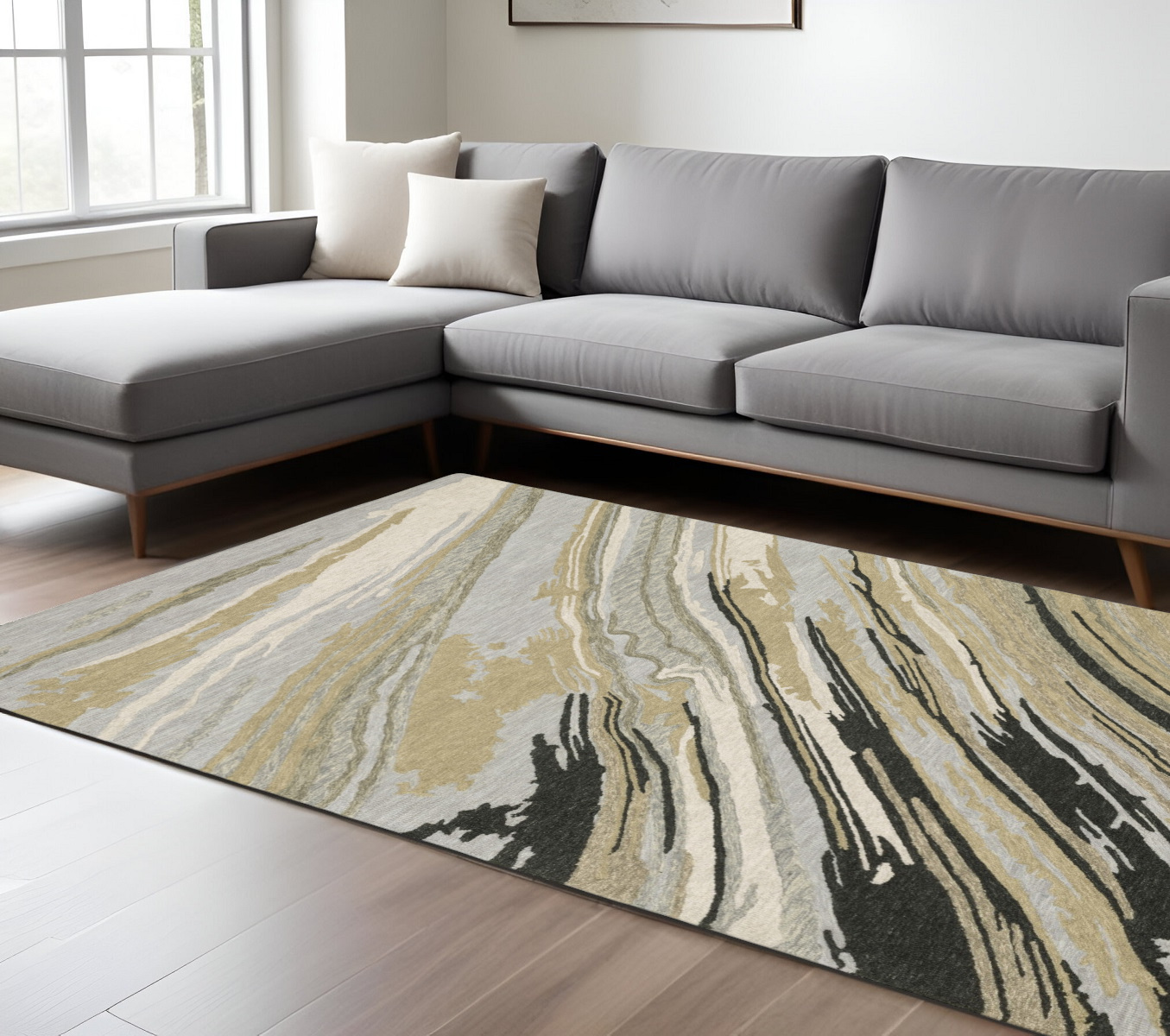 10' X 13' Gray Wool Abstract Hand Tufted Area Rug-576353-1