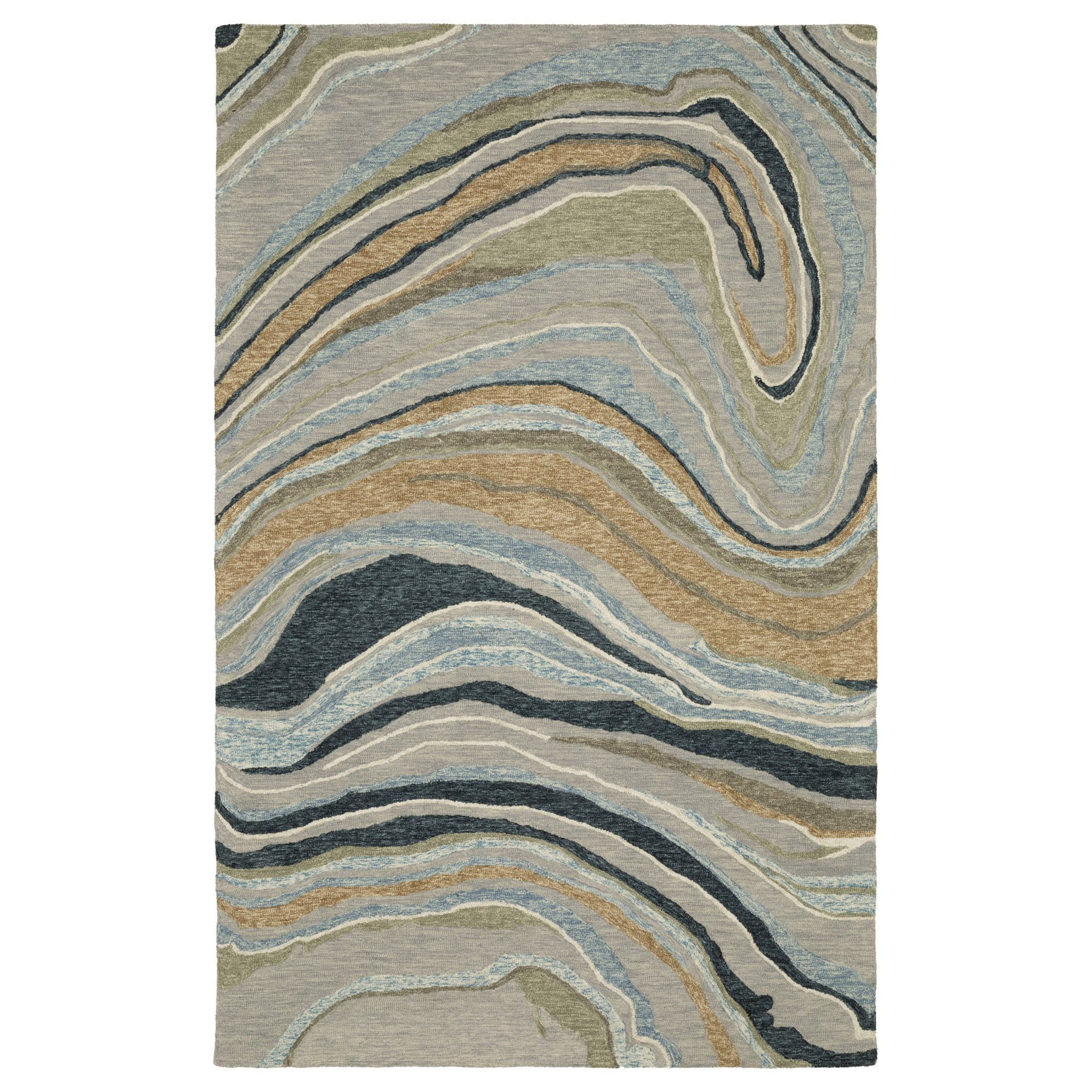 10' X 13' Gray And Blue Wool Abstract Hand Tufted Area Rug-576355-1