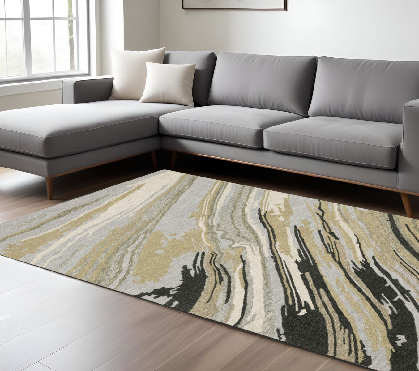 8' X 10' Gray Wool Abstract Hand Tufted Area Rug-576507-1